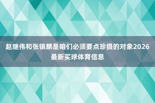 赵继伟和张镇麟是咱们必须要点珍摄的对象2026最新买球体育信息