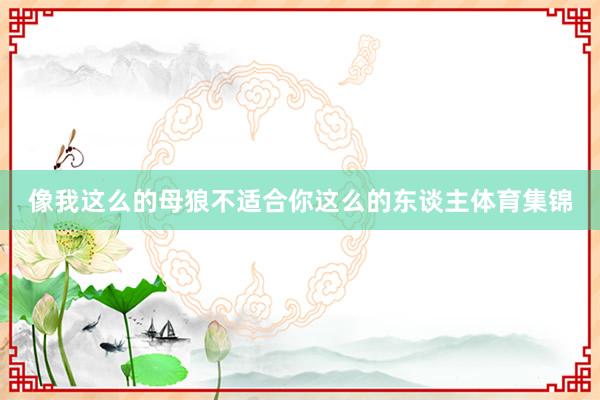 像我这么的母狼不适合你这么的东谈主体育集锦