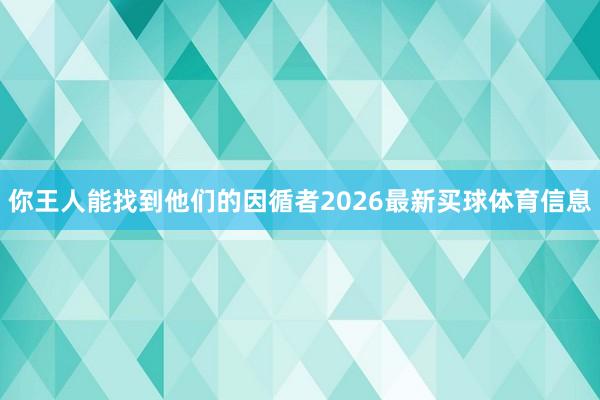 你王人能找到他们的因循者2026最新买球体育信息