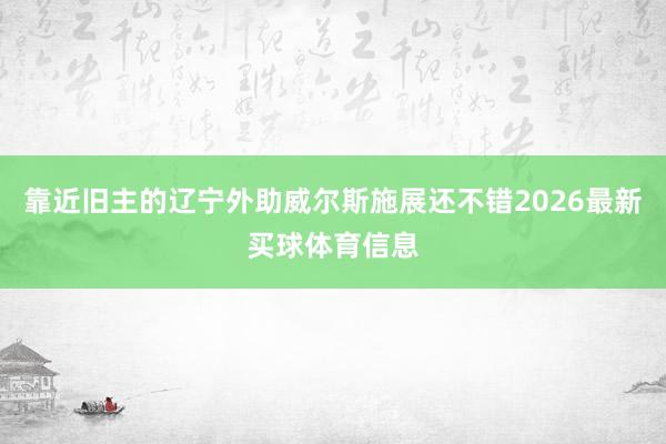靠近旧主的辽宁外助威尔斯施展还不错2026最新买球体育信息