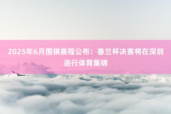 2025年6月围棋赛程公布：春兰杯决赛将在深圳进行体育集锦