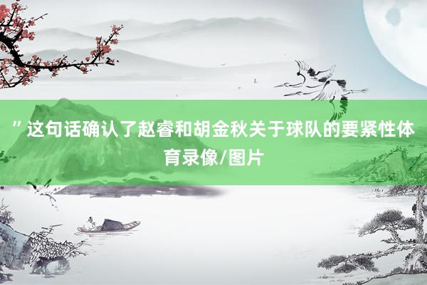 ”这句话确认了赵睿和胡金秋关于球队的要紧性体育录像/图片
