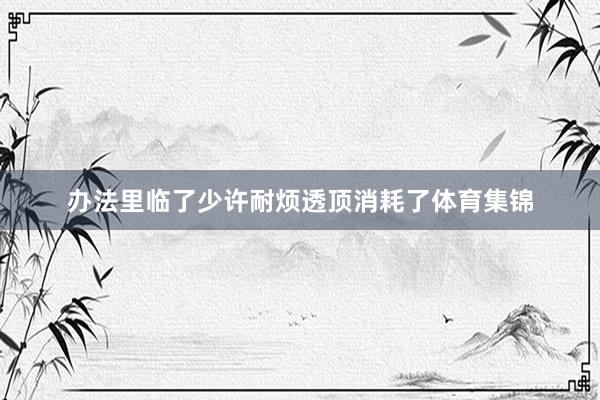 办法里临了少许耐烦透顶消耗了体育集锦