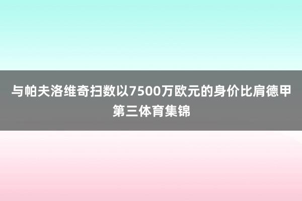 与帕夫洛维奇扫数以7500万欧元的身价比肩德甲第三体育集锦
