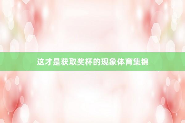 这才是获取奖杯的现象体育集锦