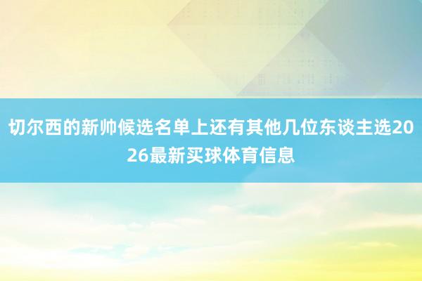 切尔西的新帅候选名单上还有其他几位东谈主选2026最新买球体育信息